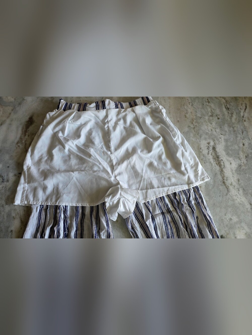 Simplee White Stripe Wide Leg Palazzo Pants Tie Waist Resort Beach Pants Size S - Picture 12 of 13
